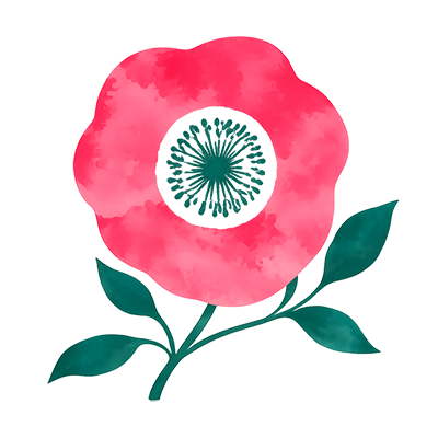 区切り線に添えた花のあしらい
